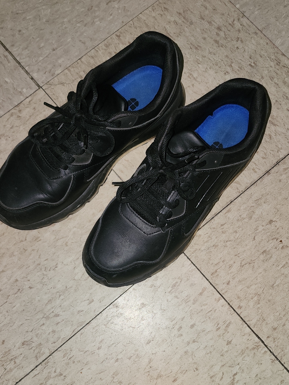 Shoes For Crews Black Athletic Work Shoes with Blue Insole